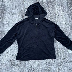 Ultra Flirt Women Hoodie Black Velvet Top Sweatshirt Size XL